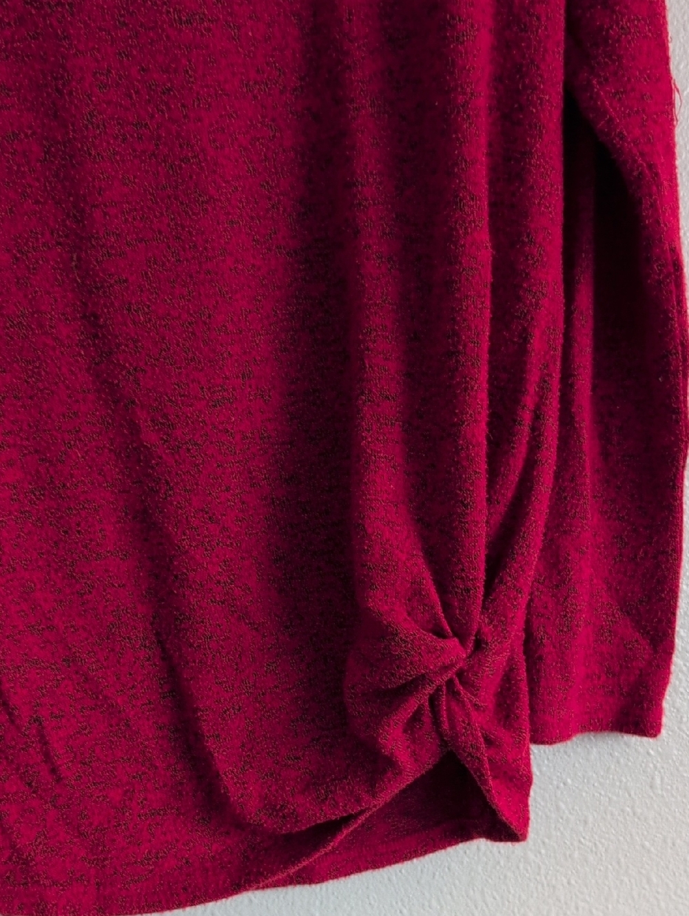 Wonder Nation Knot Hem Long Sleeve Top - Red And Black - Picture 3 of 5